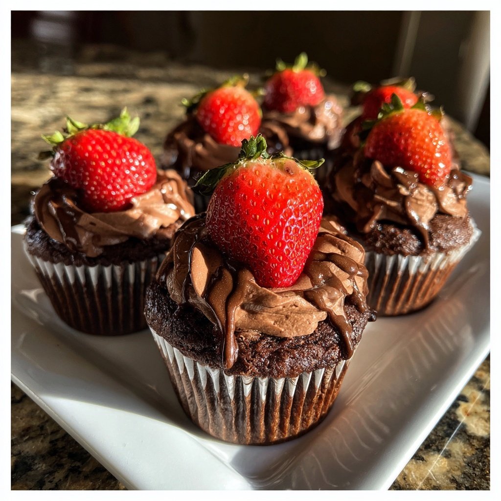 Double Chocolate Strawberry Cupcakes