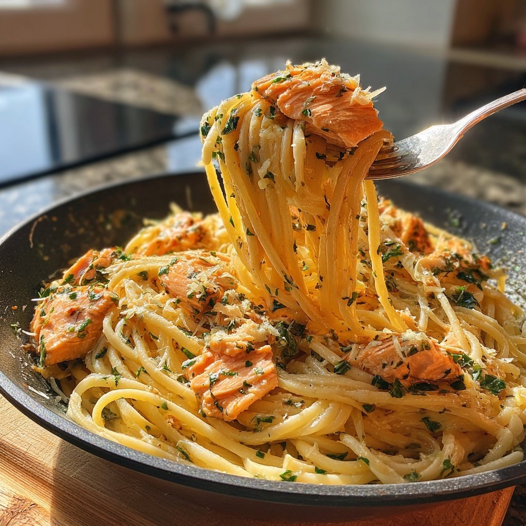 Spaghetti with Lemon Salmon