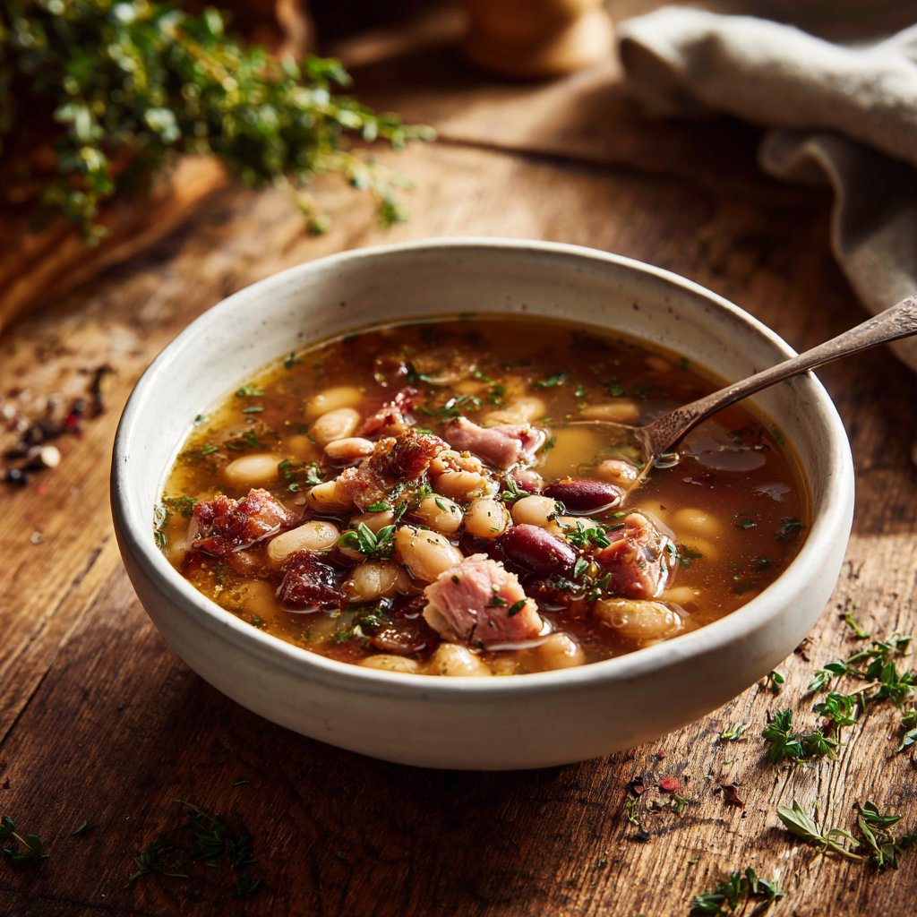 Ham and Bean Soup with Peppery Broth