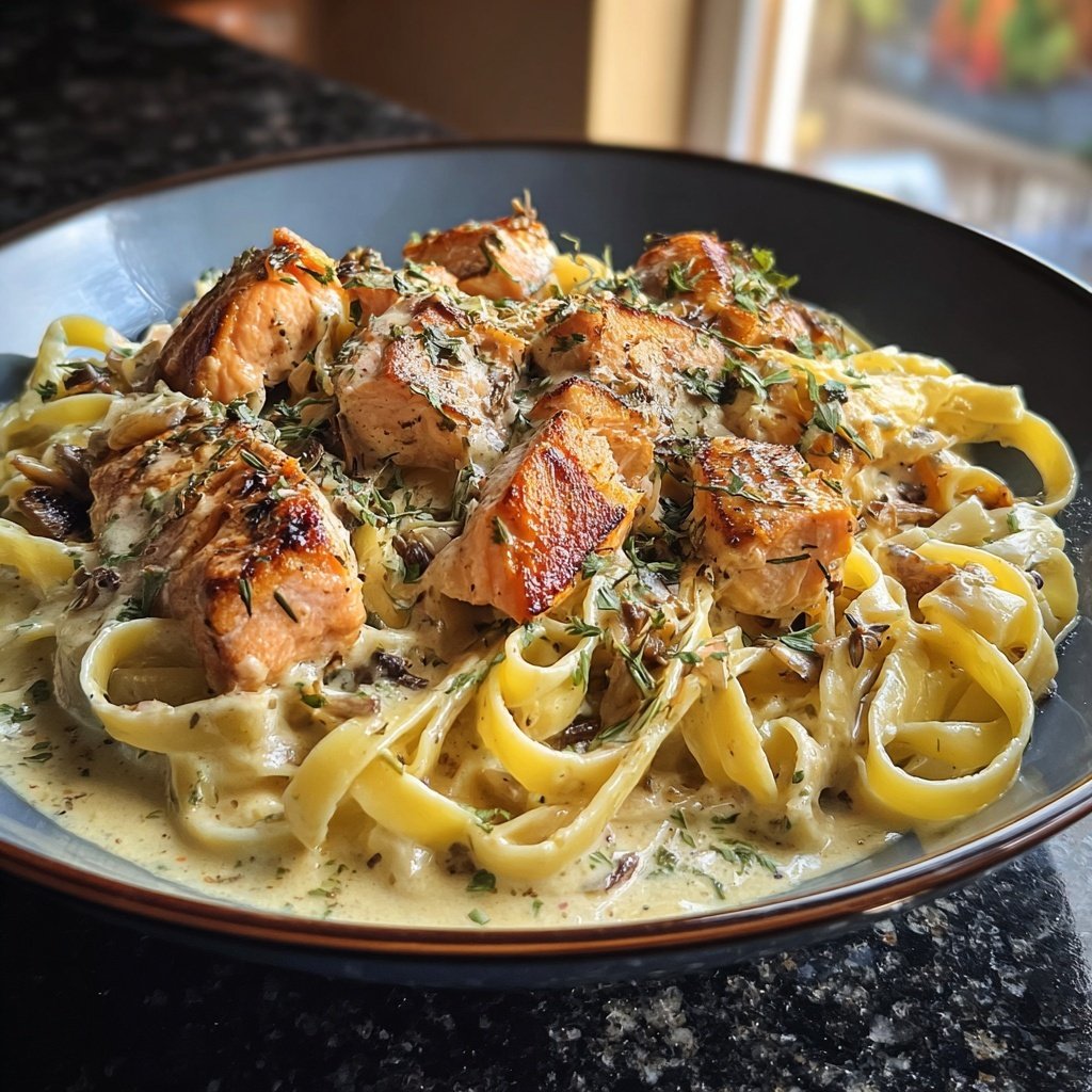 Stroganoff-Style Salmon Pasta
